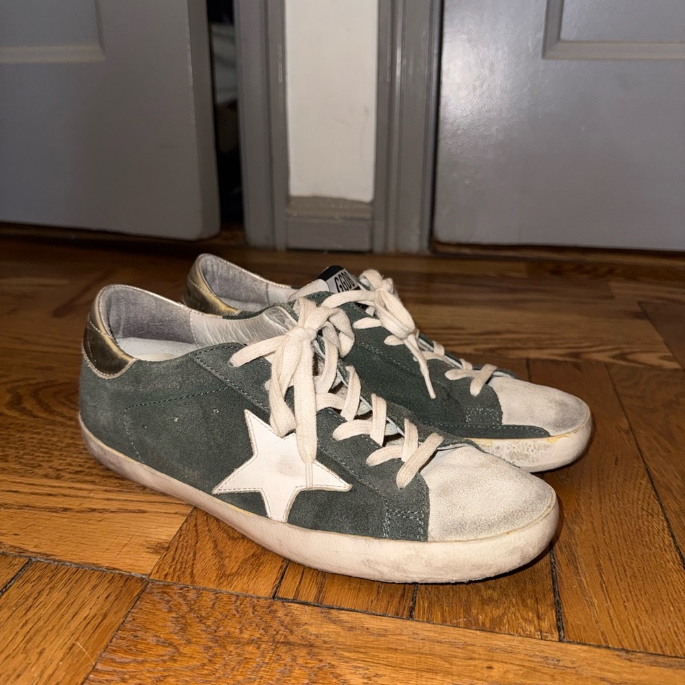 GOLDEN GOOSE GREEN SUEDE SNEAKERS